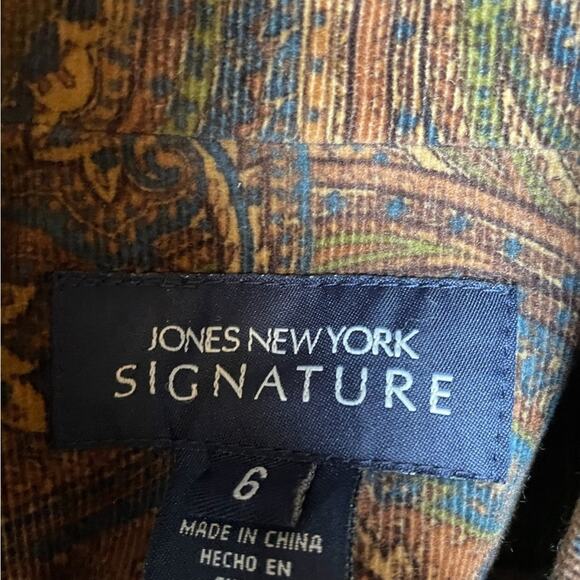 Jones New York Signature Blazer Jacket Womens 6 Brown Paisley Corduroy Button Up - Picture 11 of 12